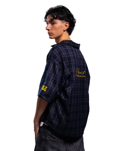 Camicia Oversize "I Love It" - Blueberry